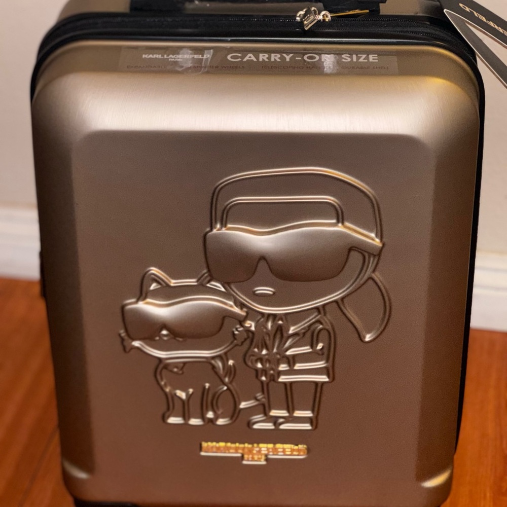 Karl Lagerfeld carry-on size luggage gold - Picture 2 of 5